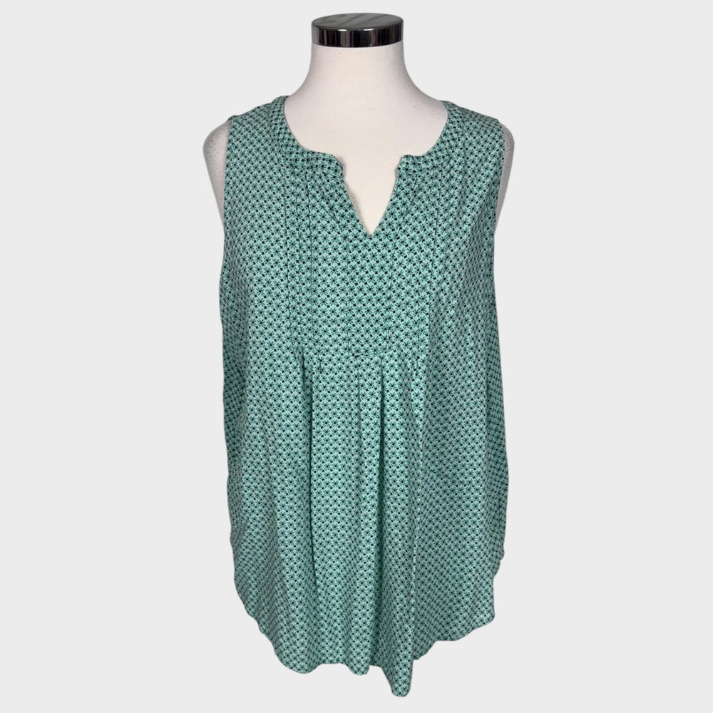Croft & Barrow XXL Plus Size Womens Sleeveless Rayon Green Floral Top